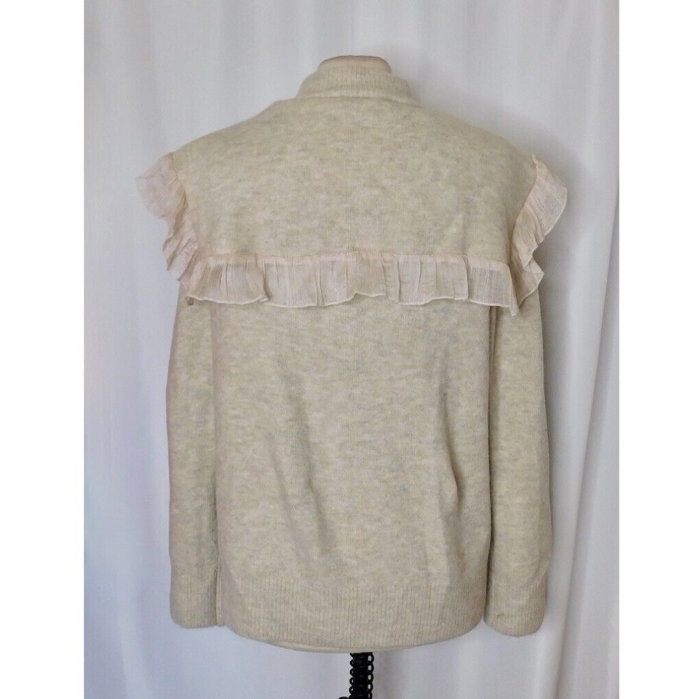 ZARA Organza Ruffle Knit Combination Sweater Ruffled Romantic Wool Medium - Picture 10 of 15